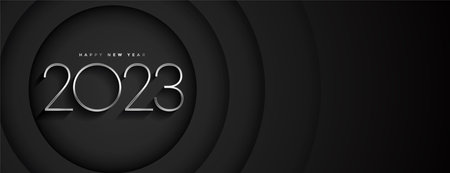 clean new year eve 2023 dark black banner vector