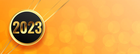 2023 new year greeting banner with bokeh effect vector