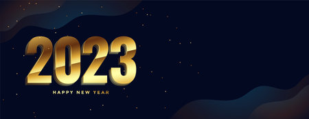 3d style golden 2023 text for new year wishes banner vector