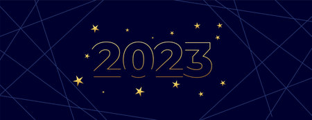 line style 2023 new year occasion banner vector