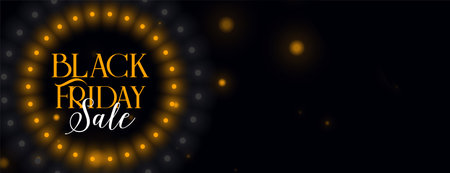 glowing black friday sale promo banner with light effect vectorのイラスト素材