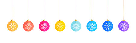 pack of christmas bauble elements design in artistic styleのイラスト素材