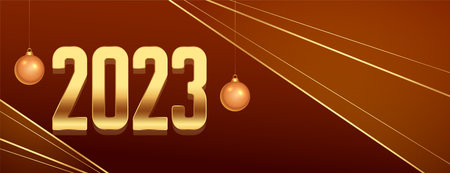 realistic 2023 golden lettering for new year festival banner vector