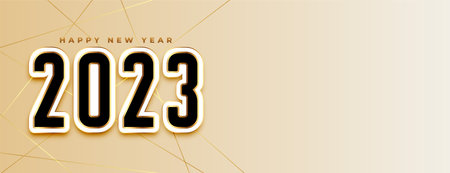 happy new year 2023 elegant banner with golden lines vector