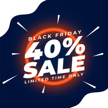 black friday 40% sale background with neon circle frame vector