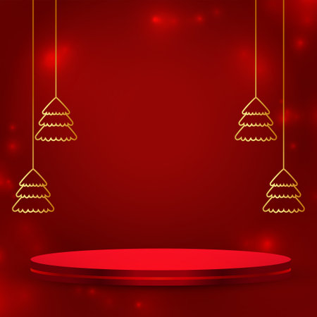 merry xmas holiday banner with 3d podium and bauble designのイラスト素材