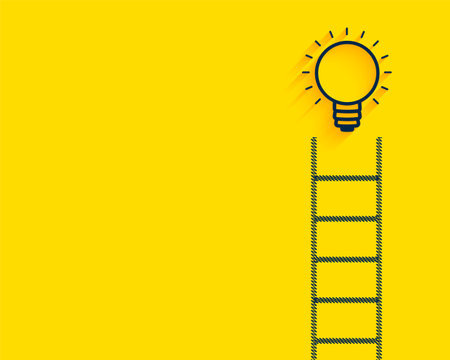 flat yellow background with ladder and light bulb innovative conceptのイラスト素材
