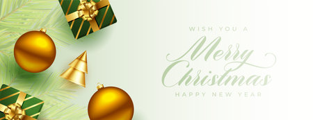 merry christmas greeting wallpaper with decorative elements vectorのイラスト素材