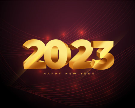 2023 golden text for new year event banner in 3d styleのイラスト素材