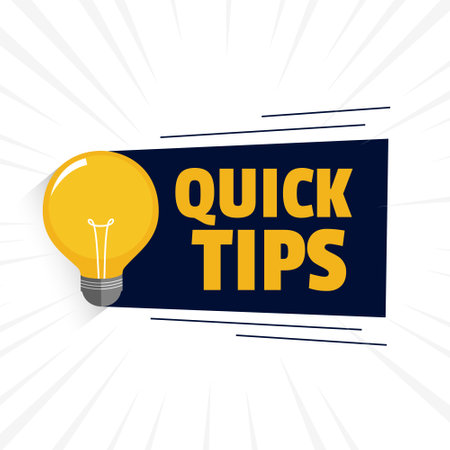 Quick tips advice with lightbulb on white background