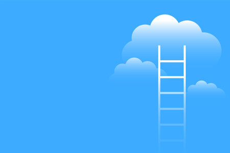 ladder climbs up to the sky with cloud concept backgroundのイラスト素材