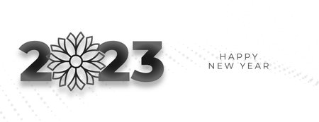 happy new year 2023 holiday banner with snowflake design vector
