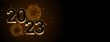 3d style 2023 new year firework celebration banner vector