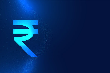 glowing digital money indian rupee background with text space vectorのイラスト素材