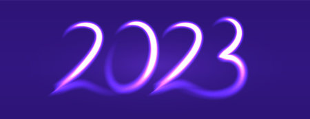 neon style 2023 text for new year purple banner vector