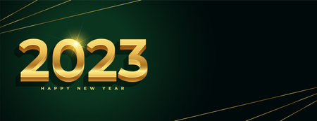 happy new year festival banner with 3d style 2023 golden text vectorのイラスト素材