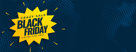 stylish black friday crazy sale banner with halftone effect vectorのイラスト素材