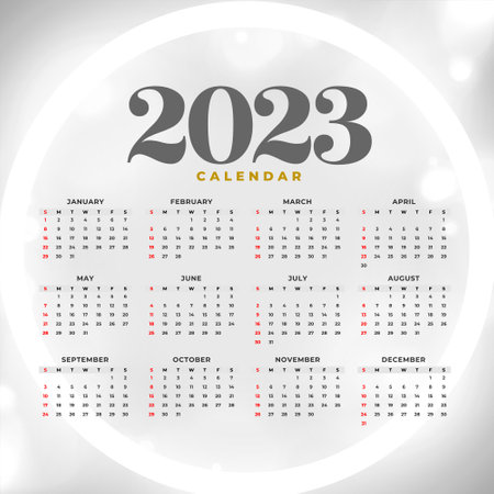 shiny 2023 calendar grey template for new year vectorのイラスト素材