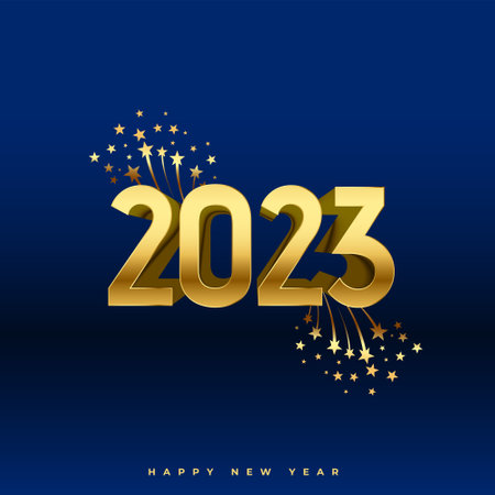 2023 new year eve wishes card with golden bursting star designのイラスト素材