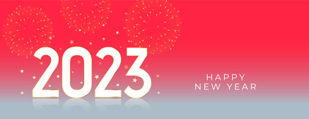 happy new year 2023 occasion banner with firework bursting vector