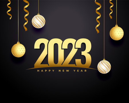 decorative 2023 happy new year golden text greeting designのイラスト素材