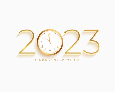 2023 new year eve invitation poster with golden text and clock design