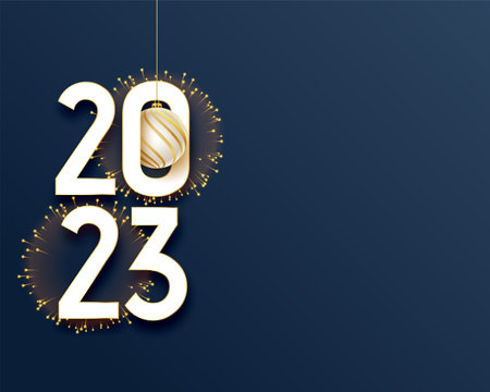 elegant new year 2023 blue background with firework design and text space