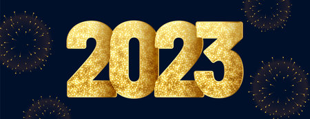 golden sparkle 2023 text on new year celebration banner vector