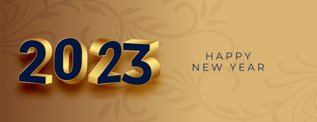 elegant 3d 2023 text on new year greeting banner vector