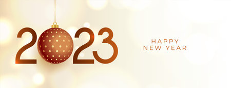 2023 new year greeting banner with christmas ball vectorのイラスト素材
