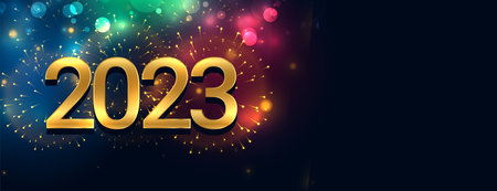 2023 new year celebration banner with bokeh light effect vectorのイラスト素材