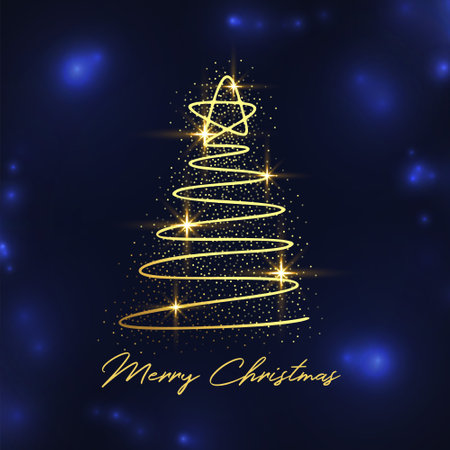 merry christmas shiny background with sparkling xmas treeのイラスト素材