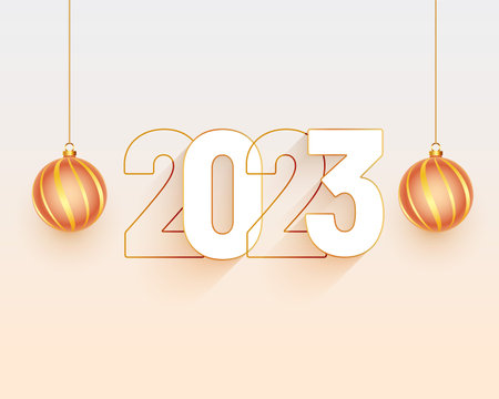 happy new year 2023 celebration banner with christmas bauble designのイラスト素材