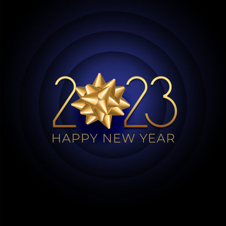 happy new year 2023 wishes card with golden snowflake design