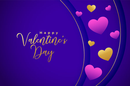 happy valentine's day purple background with love hearts vectorのイラスト素材