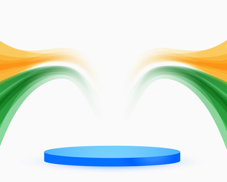 stylish indian flag with 3d podium platform for republic day vectorのイラスト素材