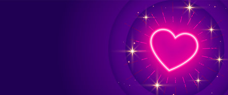 valentines day greeting with glowing neon heart and text space vectorのイラスト素材