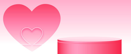 valentines day lovely banner with 3d podium platform for product display vectorのイラスト素材