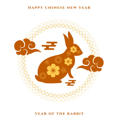minimal style 2023 year of rabbit cultural background vectorのイラスト素材