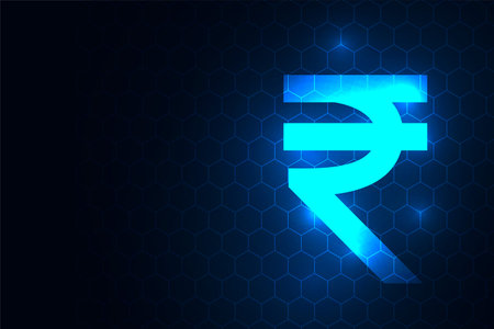 glowing digital indian rupee futuristic concept background vectorのイラスト素材