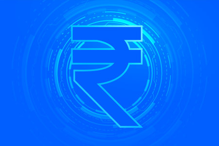 indian digital rupee symbol on blue background vectorのイラスト素材
