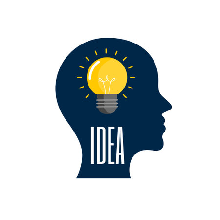 human head silhouette eureka with creative idea concept vectorのイラスト素材