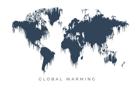 isolated world map in global warming concept template designのイラスト素材