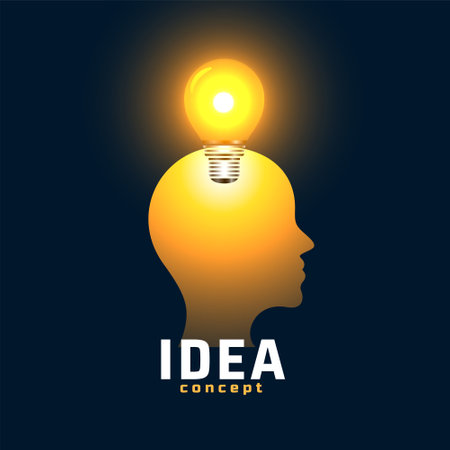 human head silhouette with glowing bulb genius idea concept vectorのイラスト素材