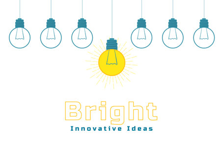bright innovative idea concept with hanging light bulb vectorのイラスト素材
