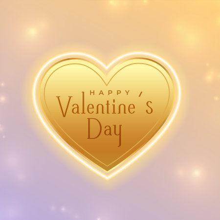 valentine's day shiny background with golden love heart vectorのイラスト素材