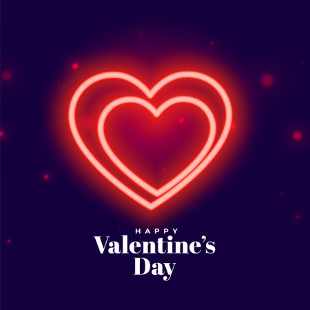 glowing red neon valentine's day hearts background vectorのイラスト素材