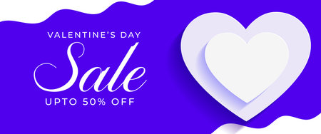 happy valentines day sale banner with cute couple hearts vectorのイラスト素材