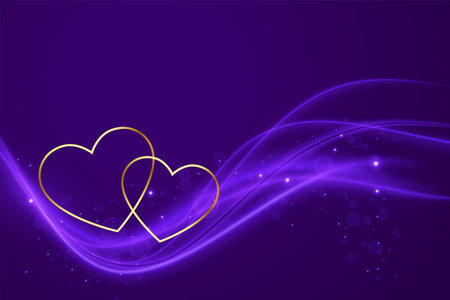 golden line hearts valentines day greeting with smooth wave vectorのイラスト素材