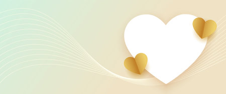 valentines day lovely banner with paper hearts and text space vectorのイラスト素材